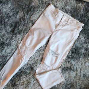 WHITE DISTRESSED SKINNY JEANS